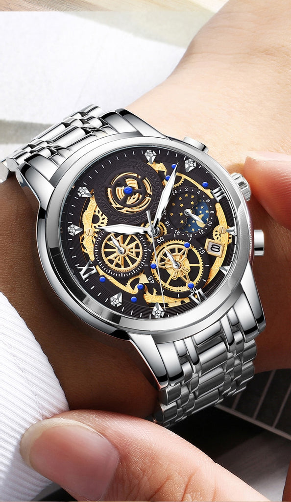 big face luxury watch on wrist