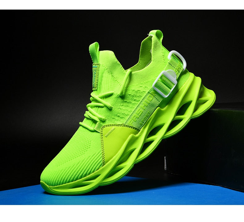 bright lime green air running sneakers