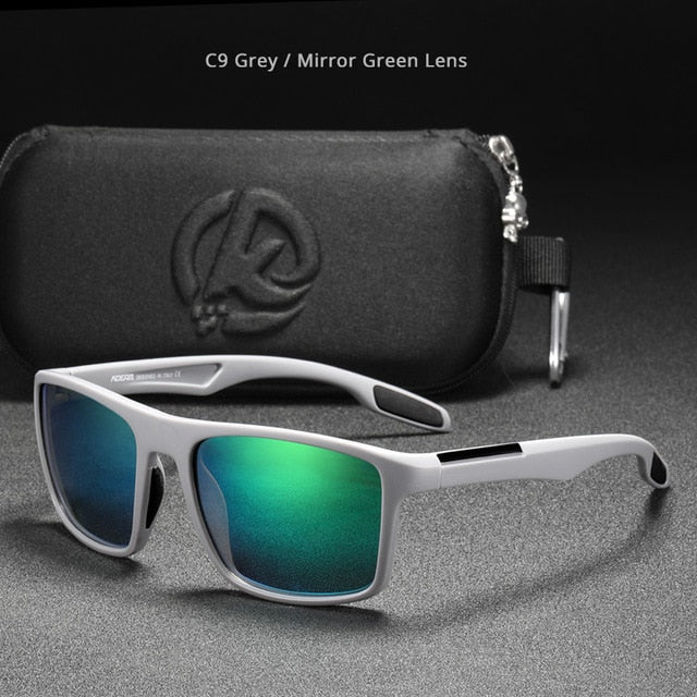matte gray and green lens shades