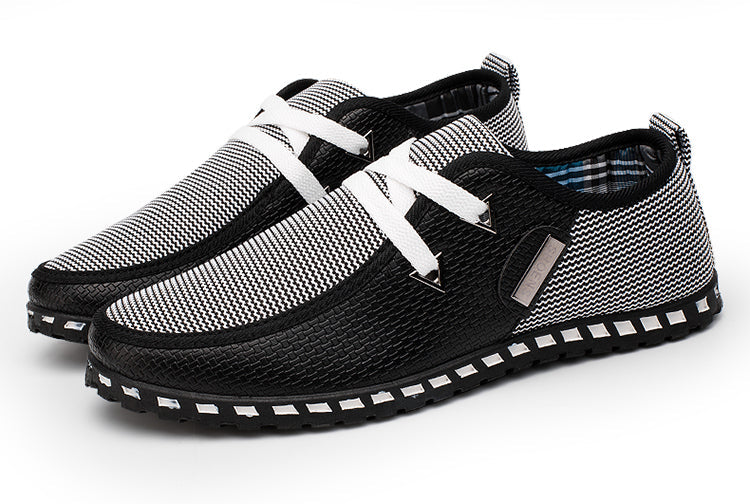 men's black pattern casual walking shoes