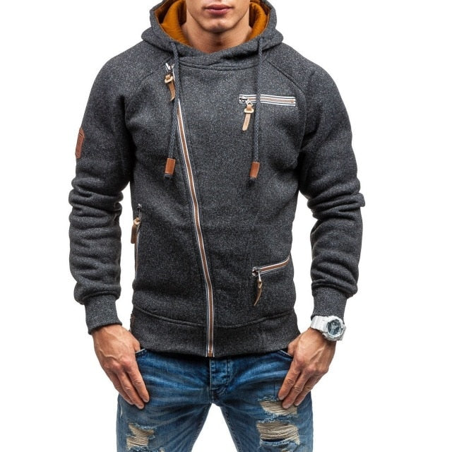 charcoal zip-up fashion hoodie