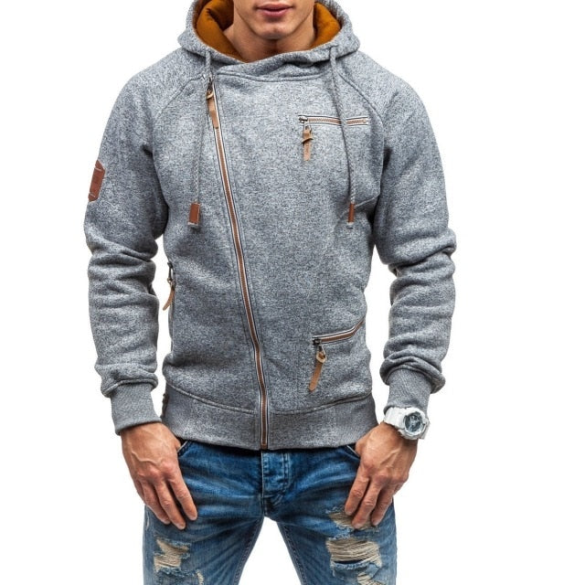 light gray zip-up fashion hoodie