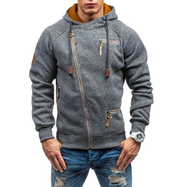 dark gray zip-up fashion hoodie