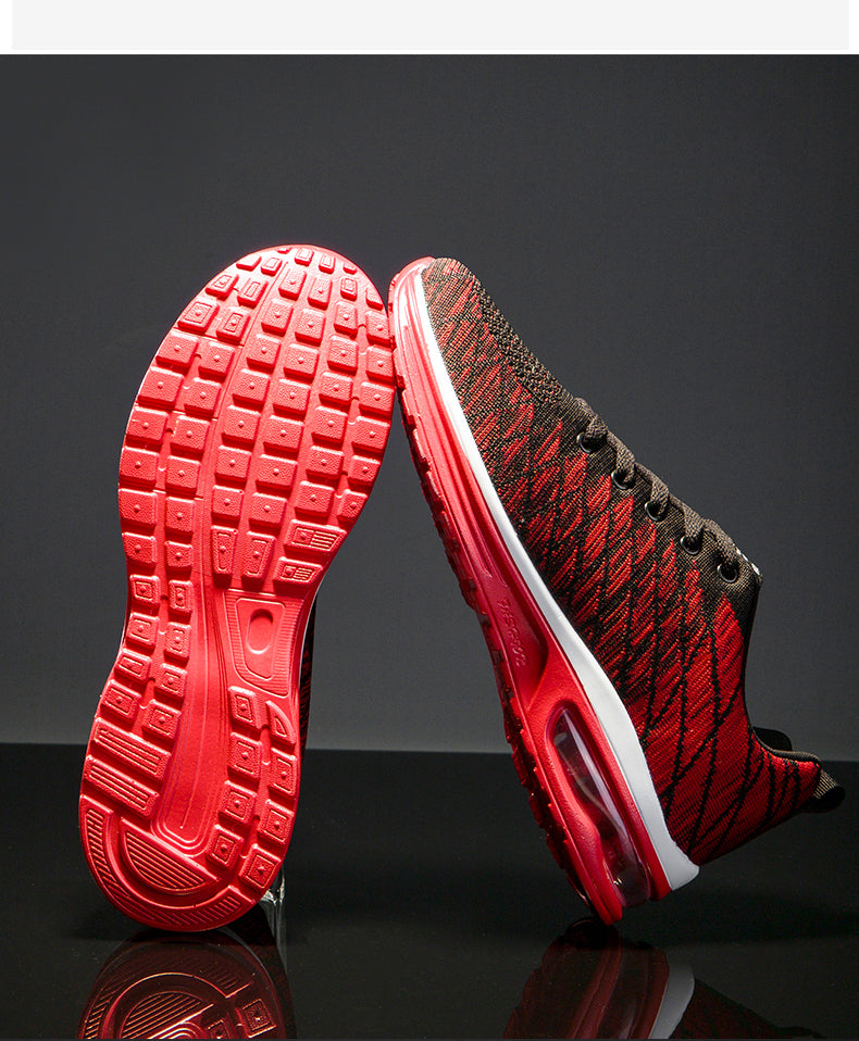 light fabric red running shoes