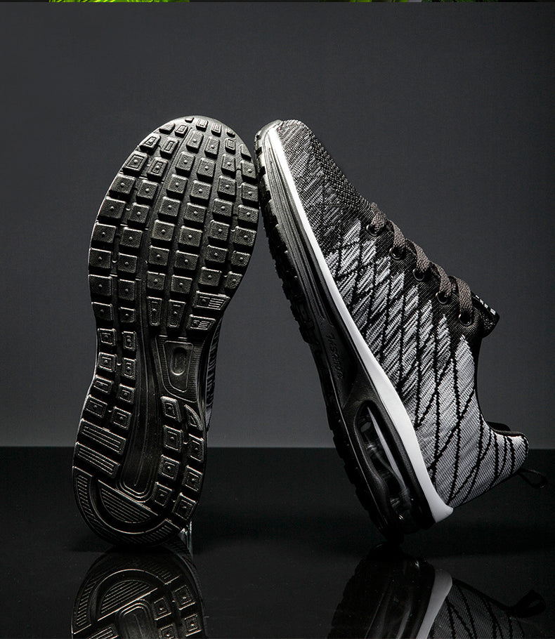 black and gray light weight running shoes
