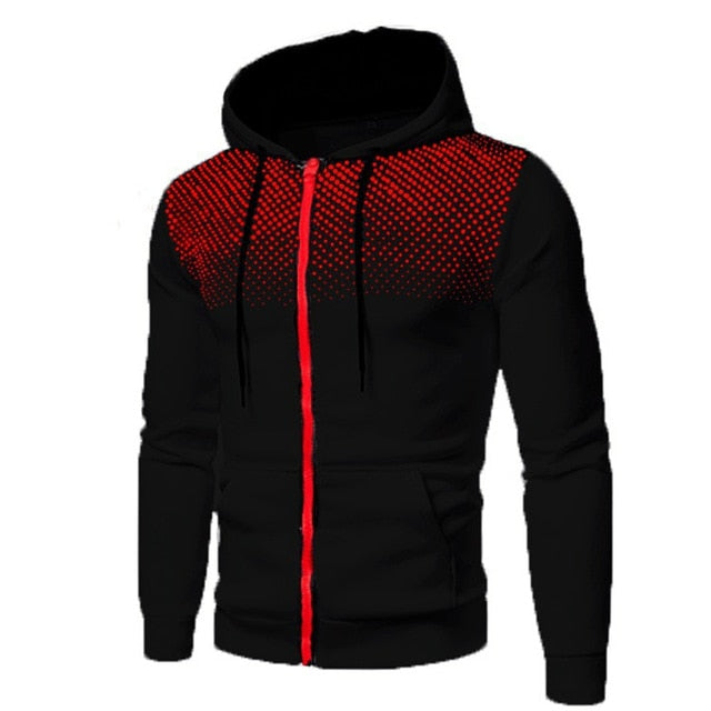black with red digital graphic hoodie