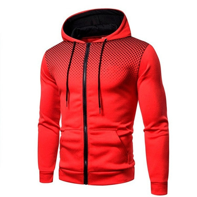 red digital dots zip-up hoodie