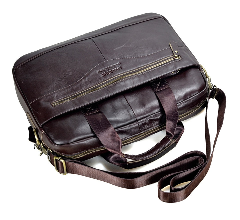 dark brown leather briefcase