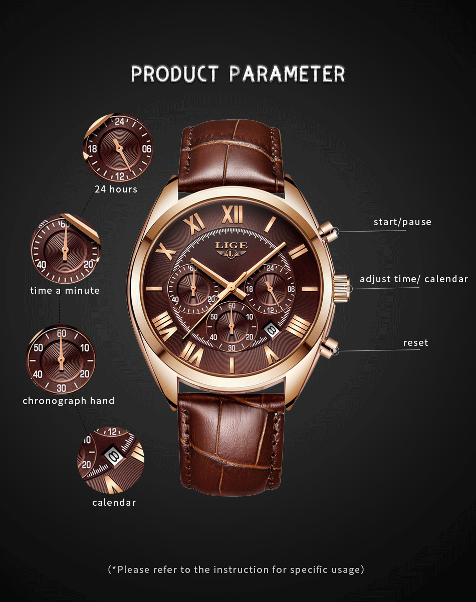 chocolate brown leather rose gold watch