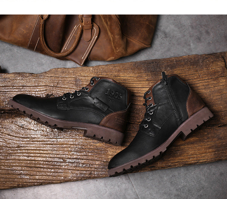 black brown low cut walking boots