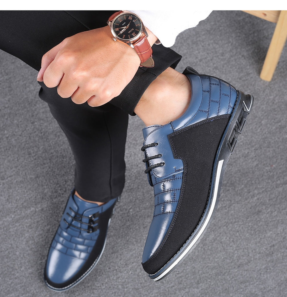 navy blue leather and suede casual british walker style loafers men