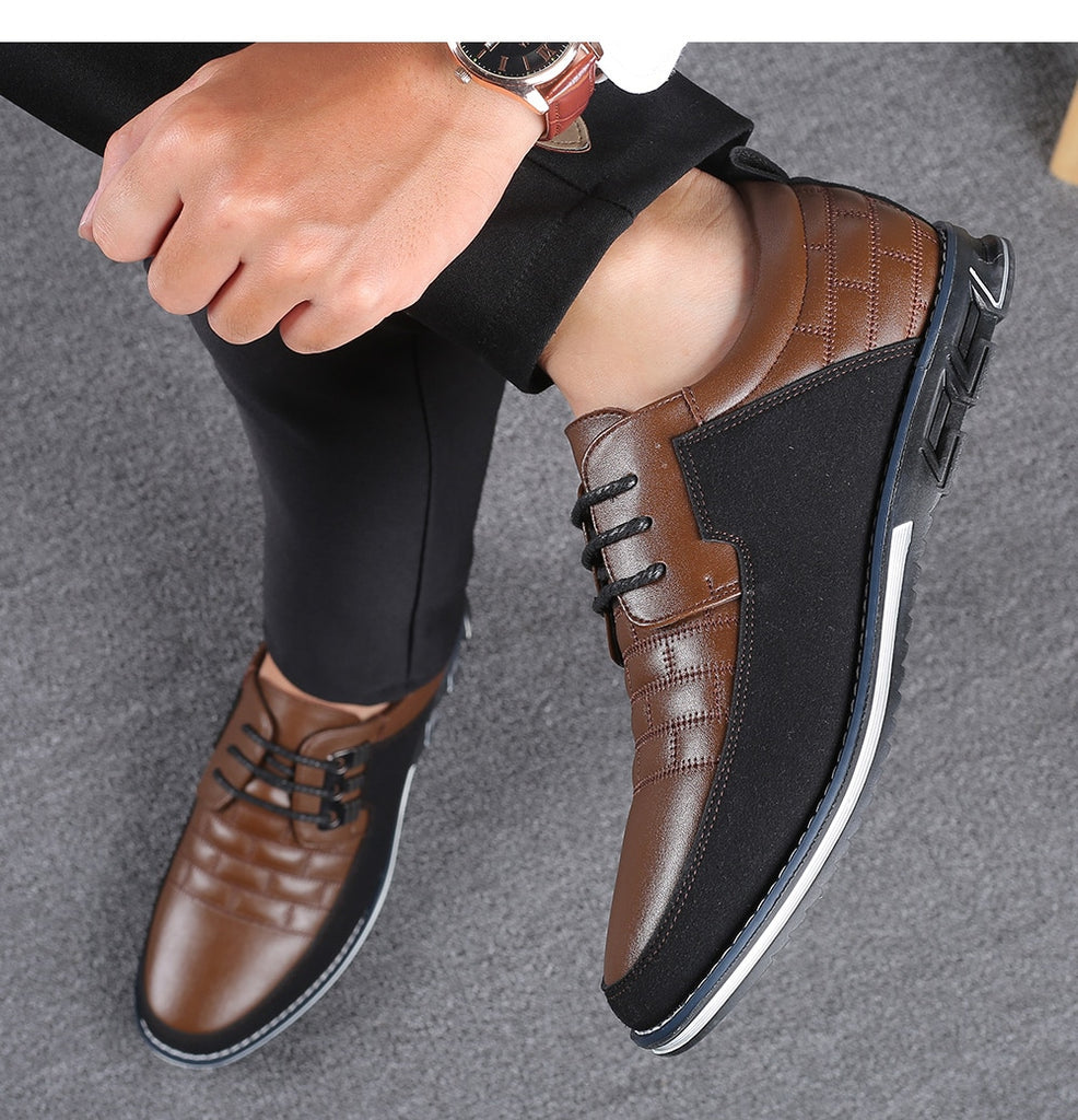 brown leather and suede casual british walker style loafers men