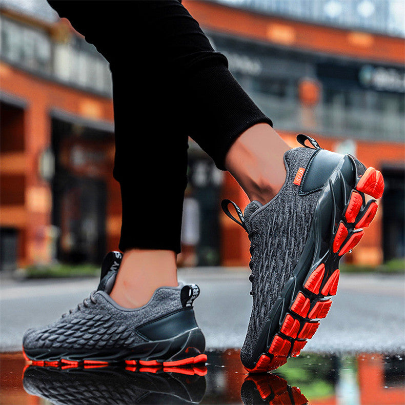 gray with orange bottom running sneakers