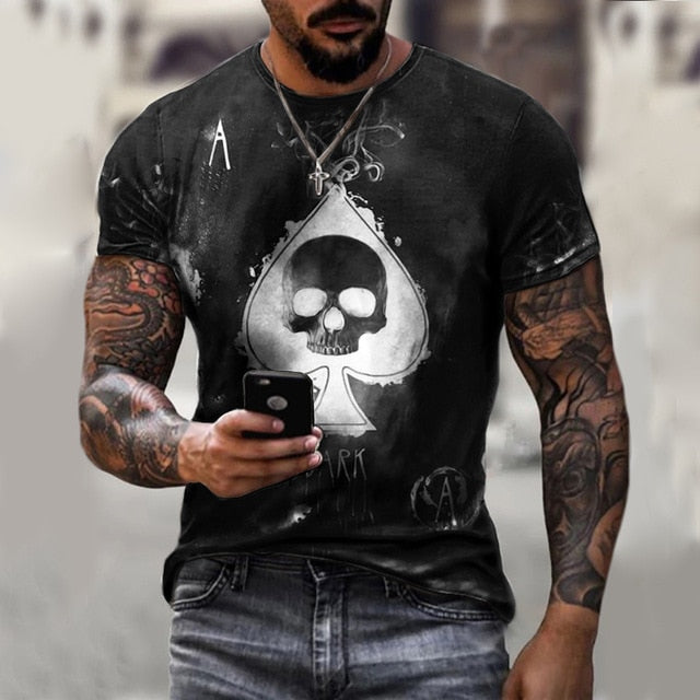 Black Skeleton Spade Short Sleeve Shirt