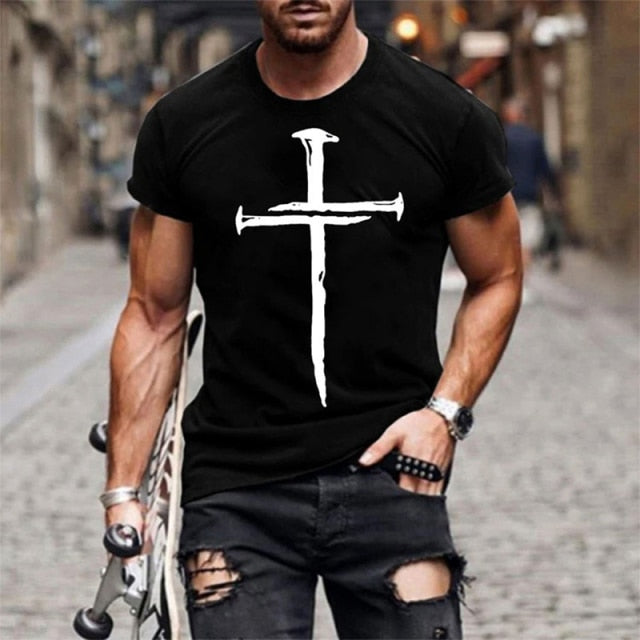 jesus christ cross nails t-shirt black