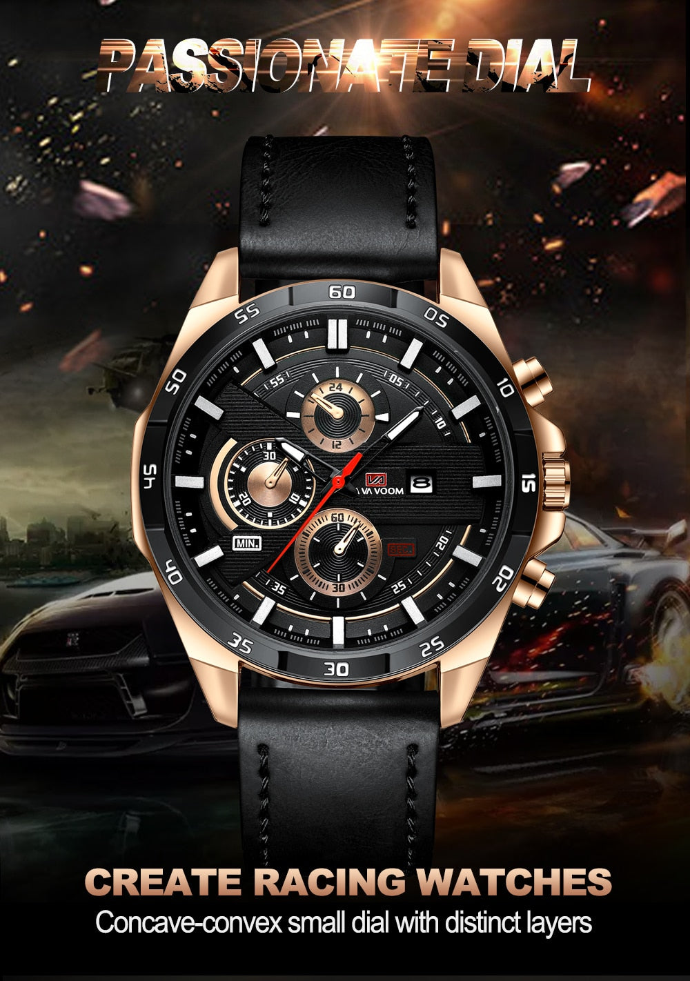 black and rose gold big face luxury watch