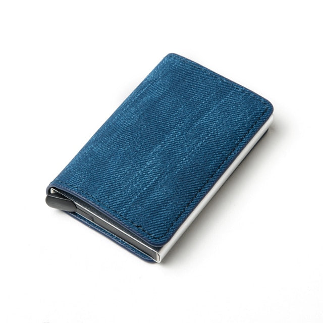 bright blue silver aluminum rfid blocking wallet