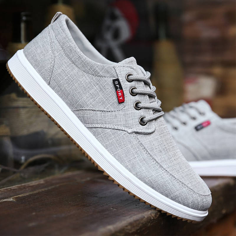 heather gray canvas sport casual walking shoes