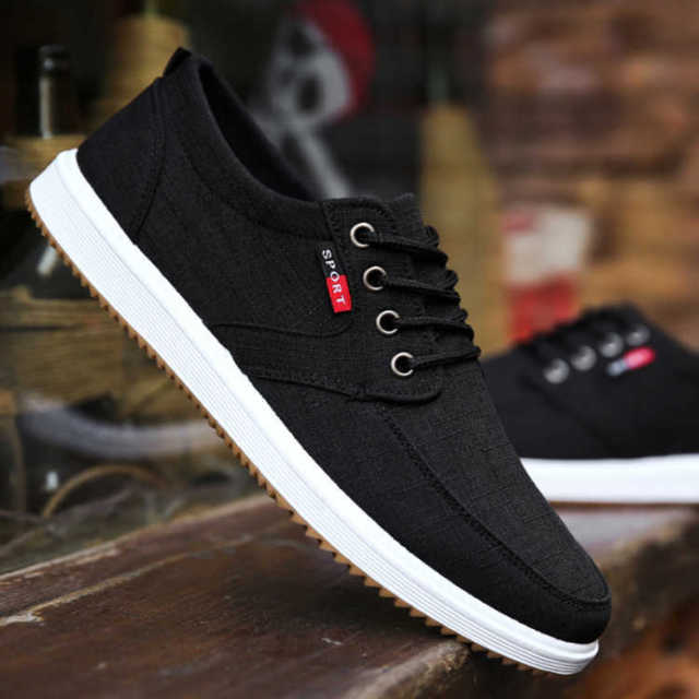 heather black canvas sport casual walking shoes