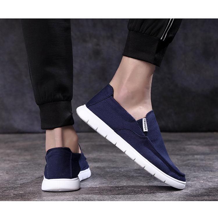  blue canvas fashion slip-on casual walking shoes