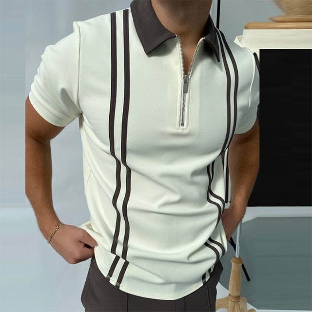 gray white polo style shirt