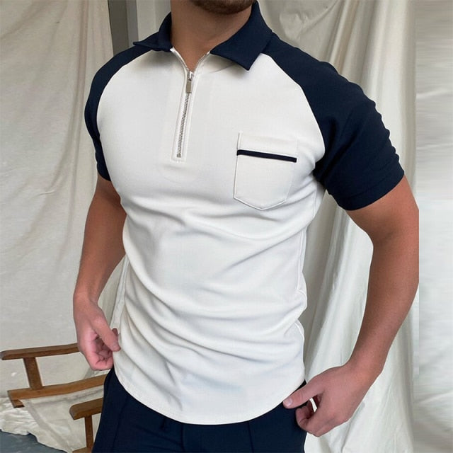 white blue polo style shirt