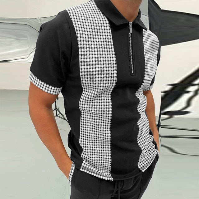 black white polo style shirt