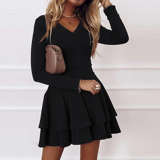 black short ruffled dress
