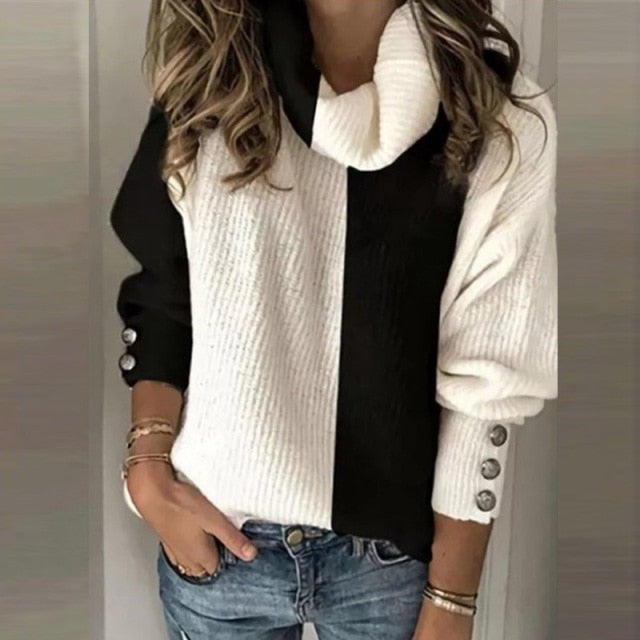 black and white striped shawl collar sweater
