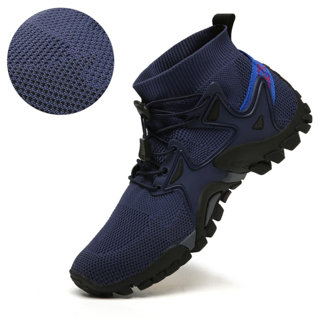 navy blue mesh mountain boots