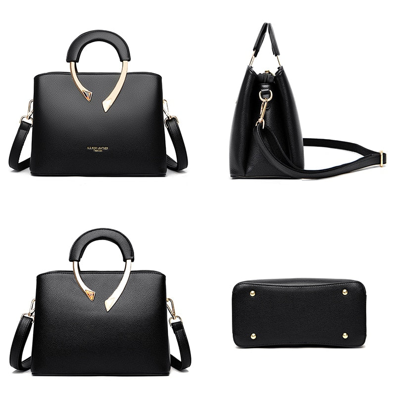 dressy black leather handbag