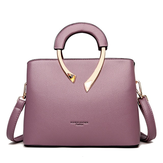 lavender leather handbag