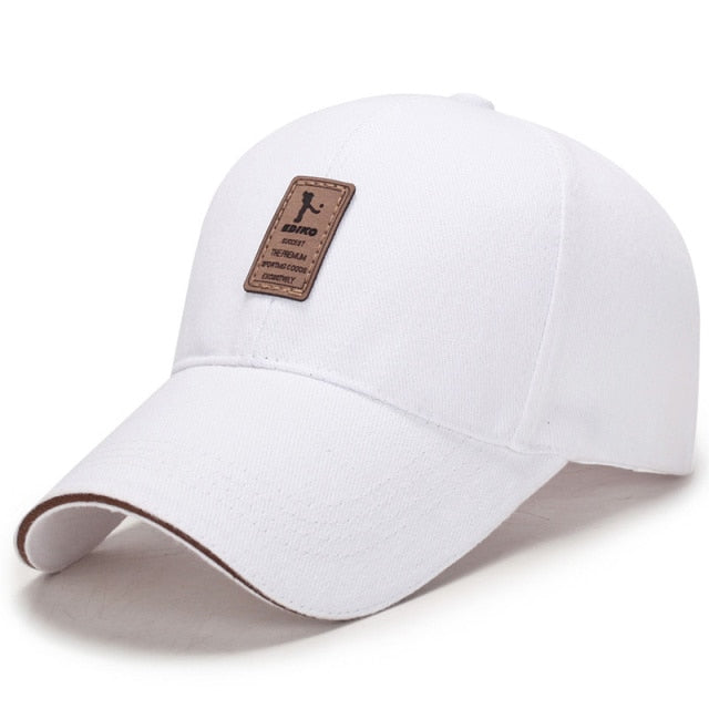 White Leather Patch Adjustable Cap