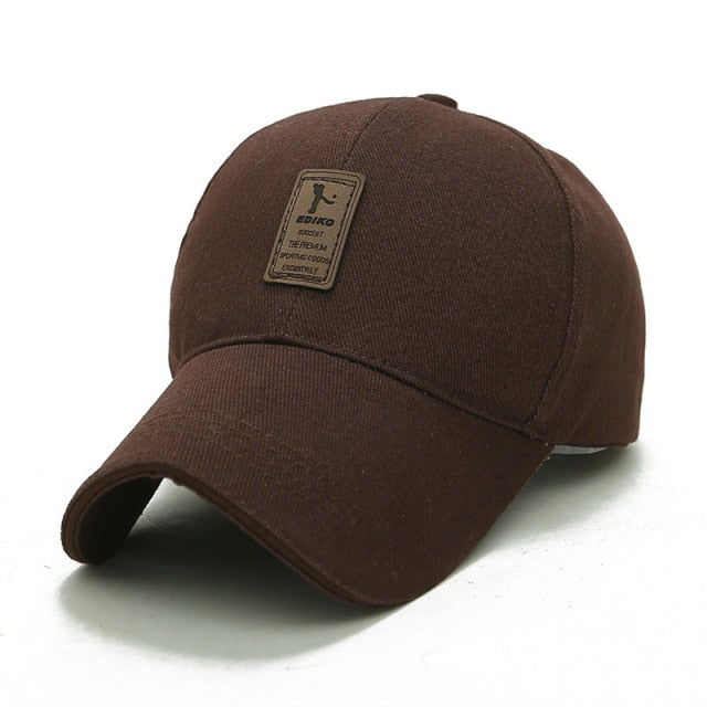 Chocolate Brown Leather Patch Adjustable Cap