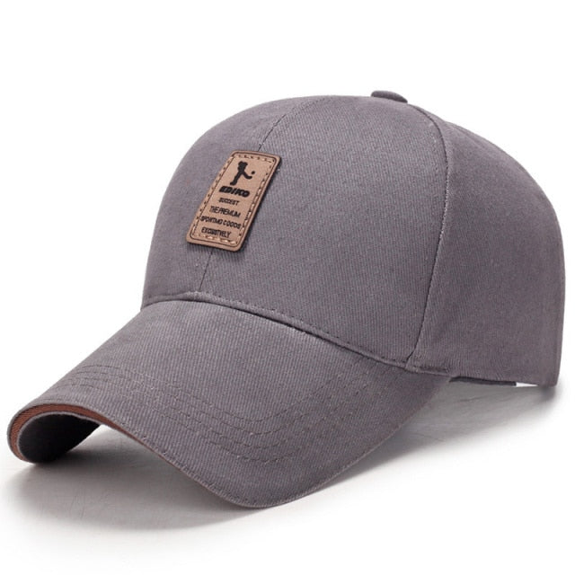 Gray Leather Patch Adjustable Cap