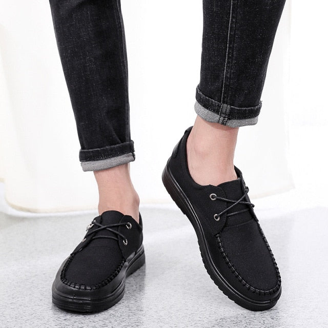 all black casual walking loafer shoes men