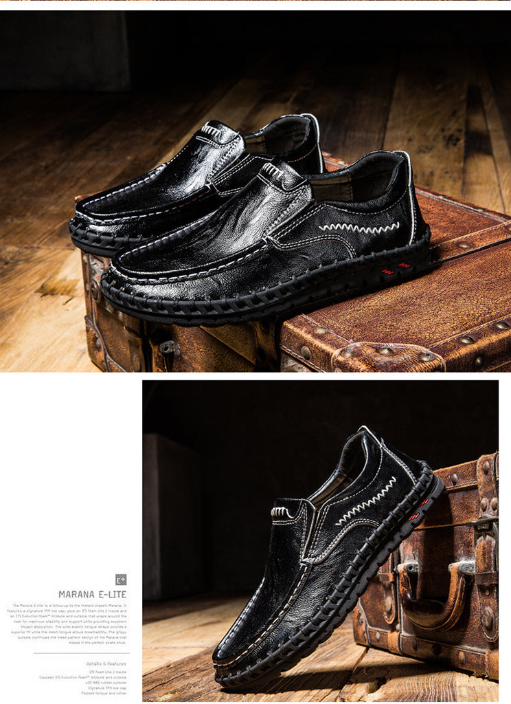 black leather moccasin loafers men