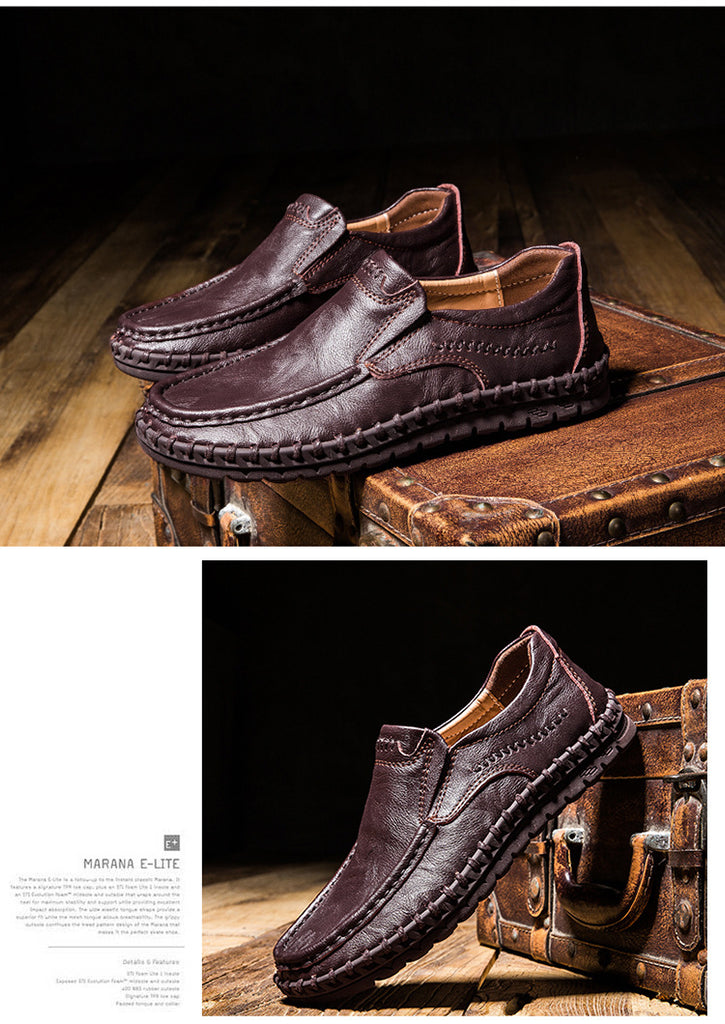 brown leather moccasin casual shoes men