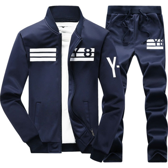 blue white jacket sweat pants track suit jump set