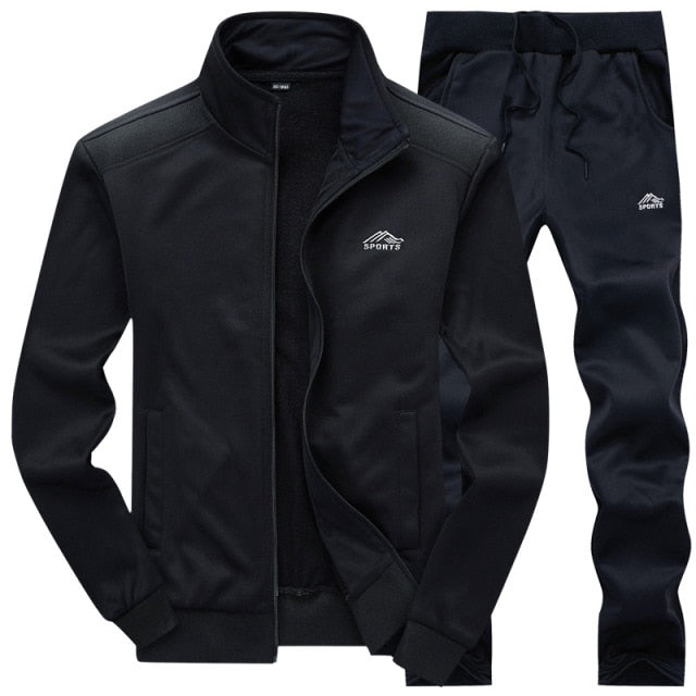black jacket and sweats jump track suit set