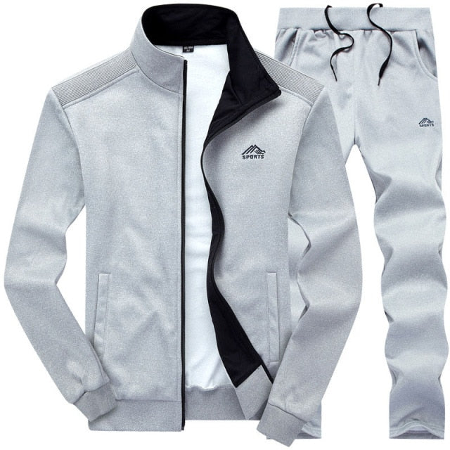light gray black liner jacket sweat pants track suit jump set