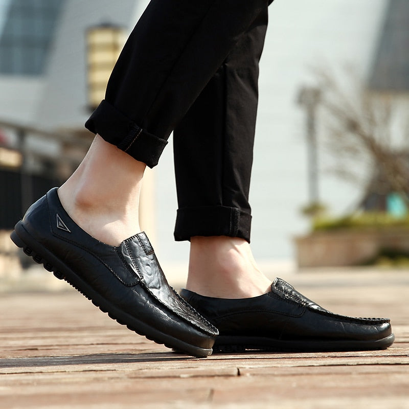 stylish black casual walking shoe loafers men
