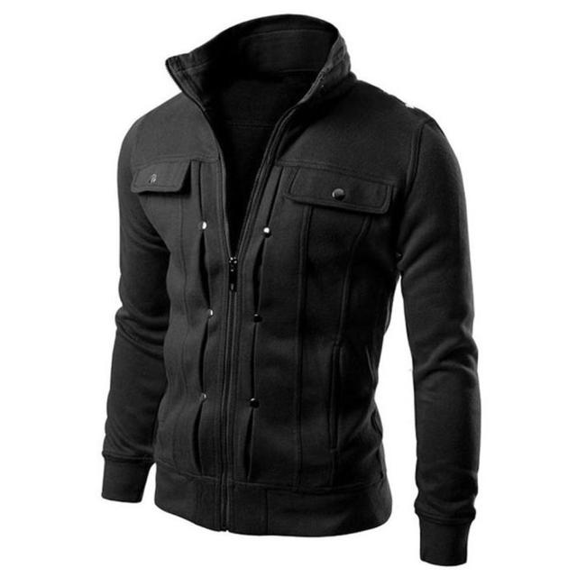 black stand collar sweater jacket