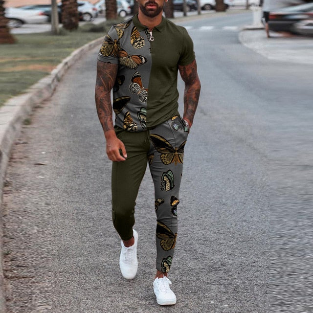 men army green butterfly track suit
