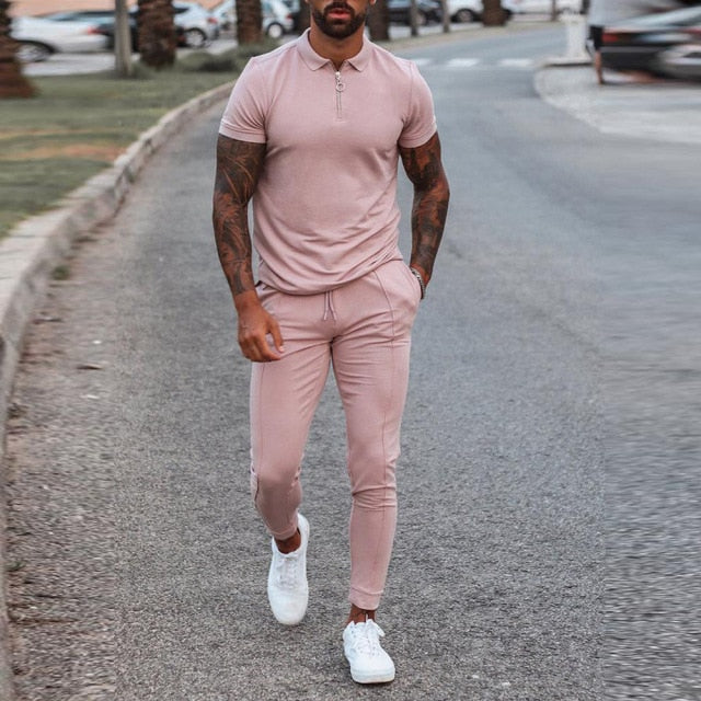 men soft pink jogger suit