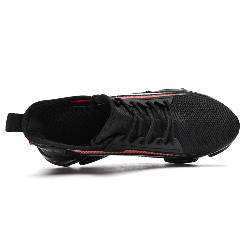 black mesh with red stripe bootstrap sneakers