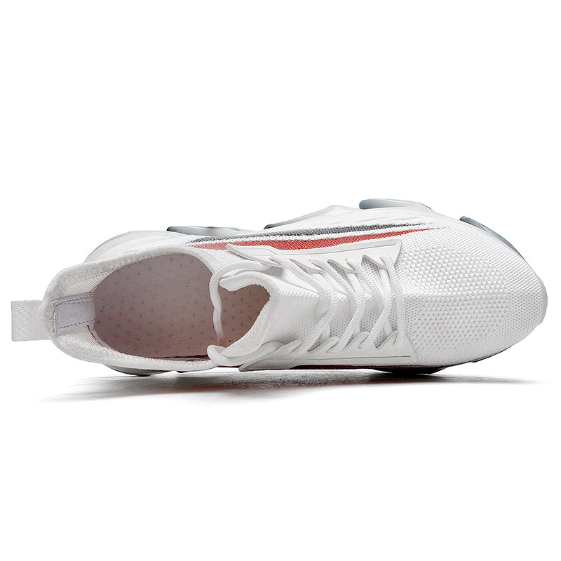 white mesh loop tongue bootstrap running shoes