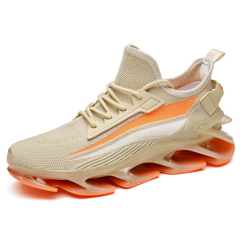 beige with orange and white stripe blade sneakers