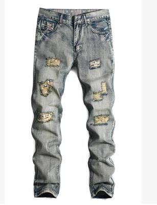 light stone washed ripped vintage jeans men