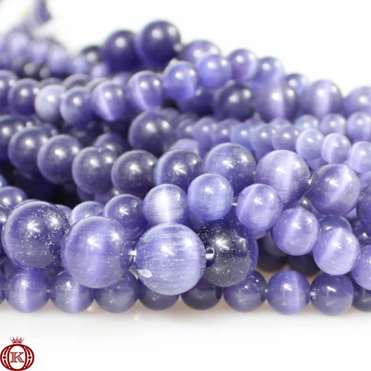 purple cats eye gemstone beads